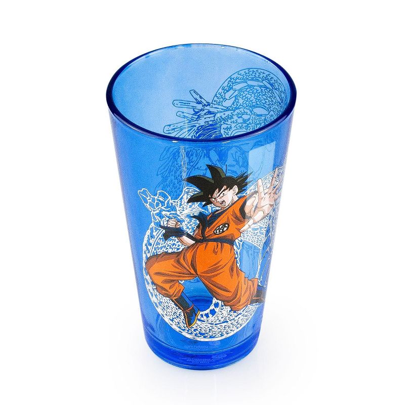 Just Funky Dragon Ball 16 Oz Pint Glass | Goku and Shenron Collectable Blue Drinking Cup