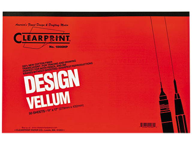 ClearPrint 10001416 Plain Vellum Pad 50 Sheet - 16 lb Basis Weight - Tabloid 11" x 17" - 1 / Pad - White Paper