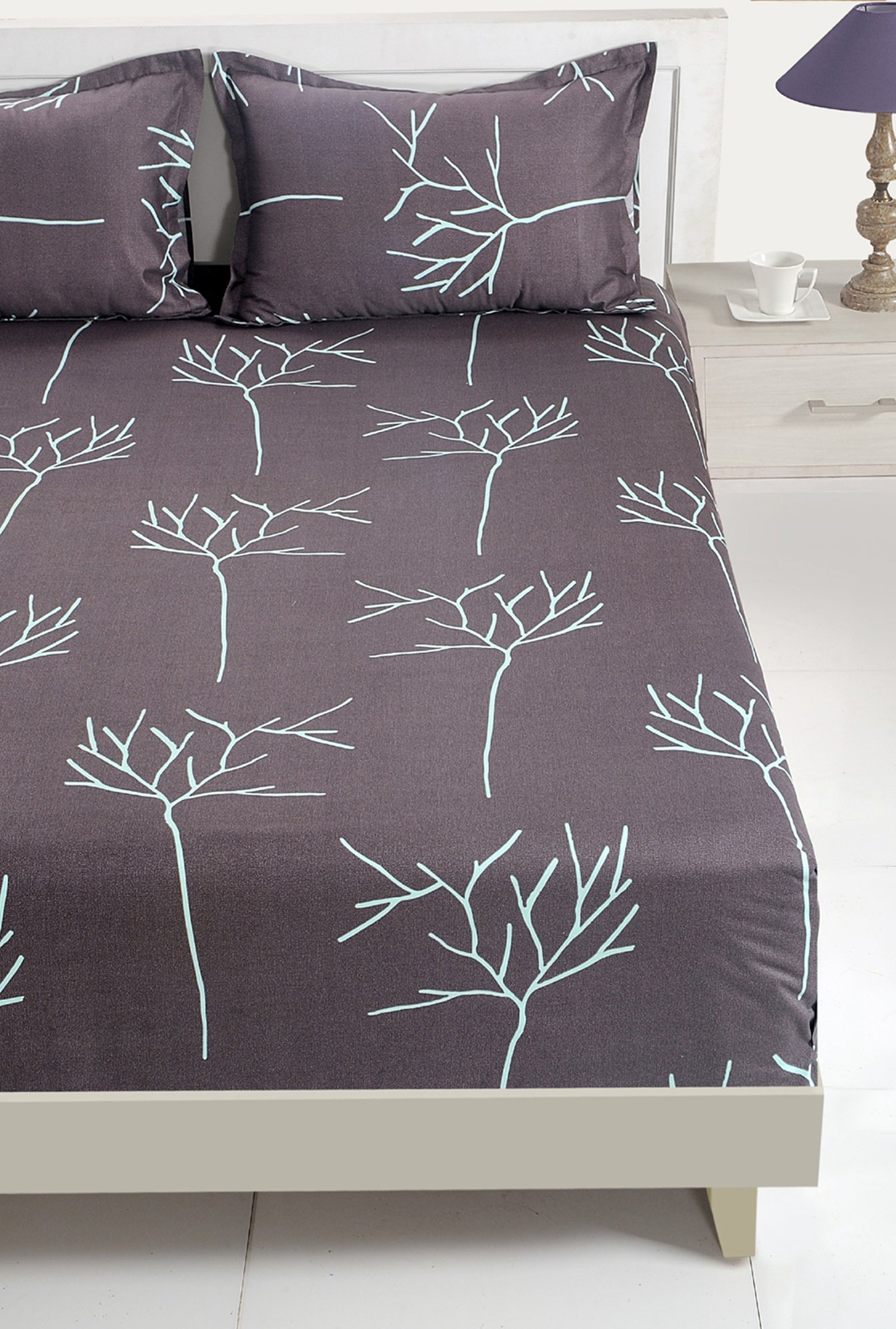 Maspar Blue Cotton 200 TC Reversible Duvet Cover Set