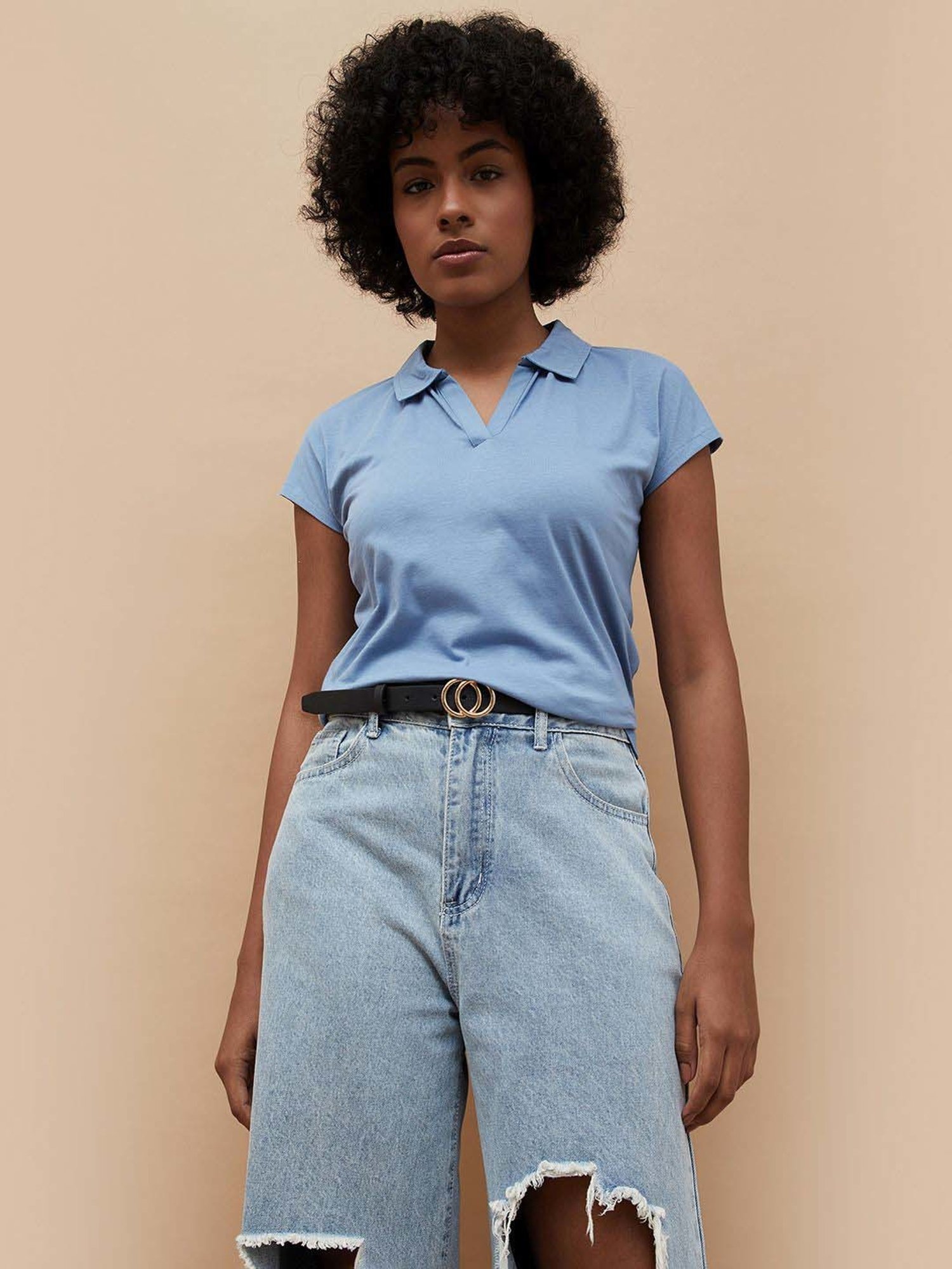 Fame Forever by Lifestyle Blue Cotton Plain Top