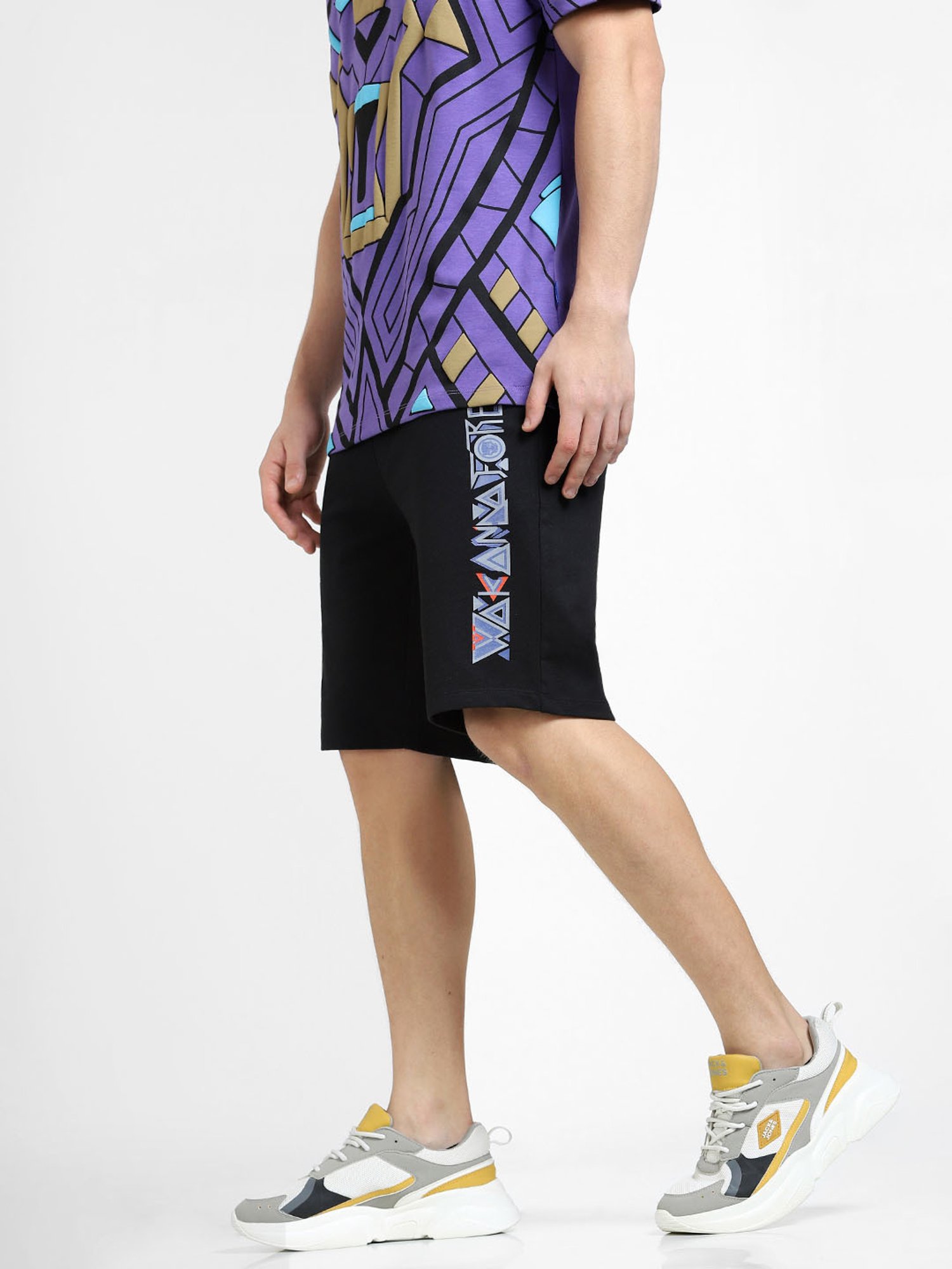 Jack & Jones Black Regular Fit Printed Shorts