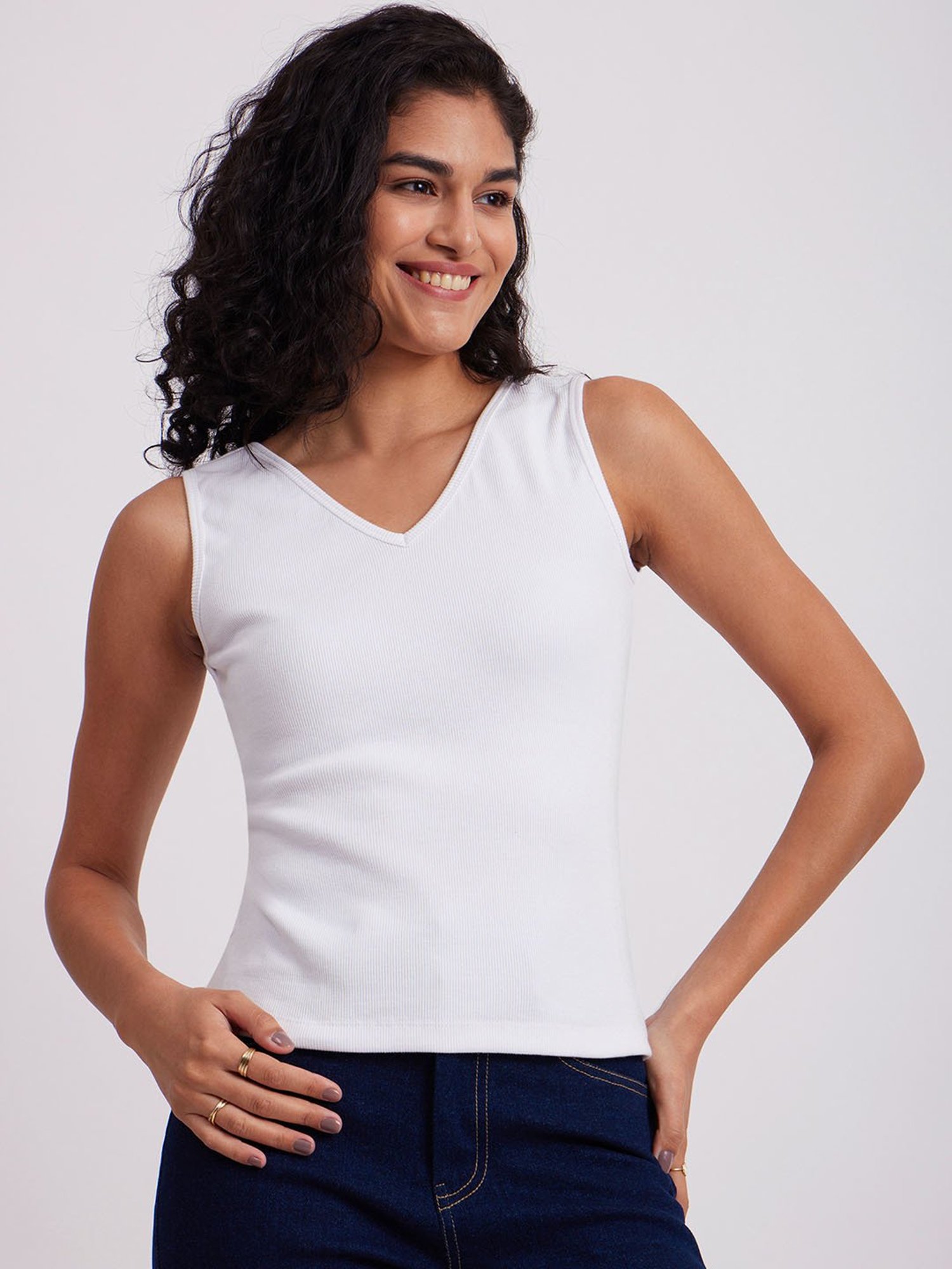 Fablestreet White Cotton Relaxed Fit Top