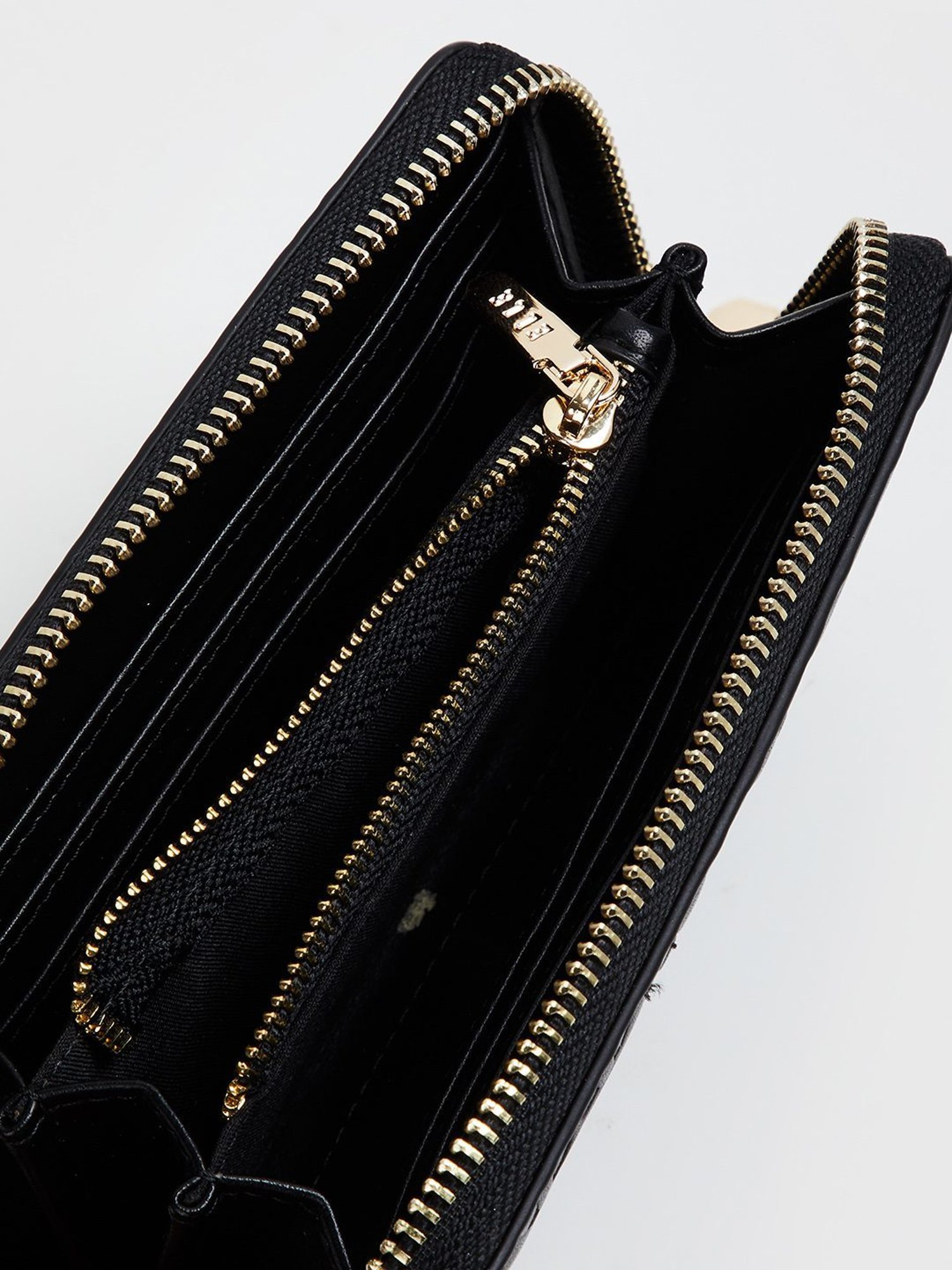 Elle Black Textured Zip Around Wallet for Women