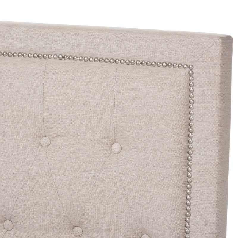 Taylor Modern and Contemporary Fabric Upholstered Gas - Lift Platform Bed - Queen - Light Beige - Baxton Studio