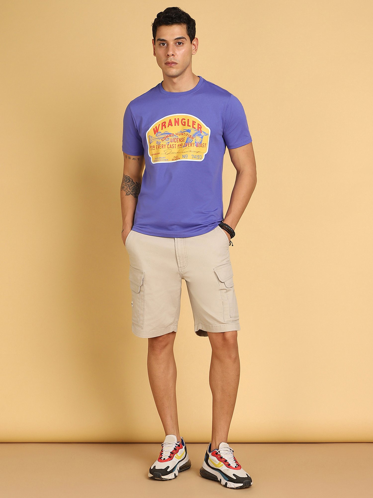 Wrangler Beige Regular Fit Cargo Shorts