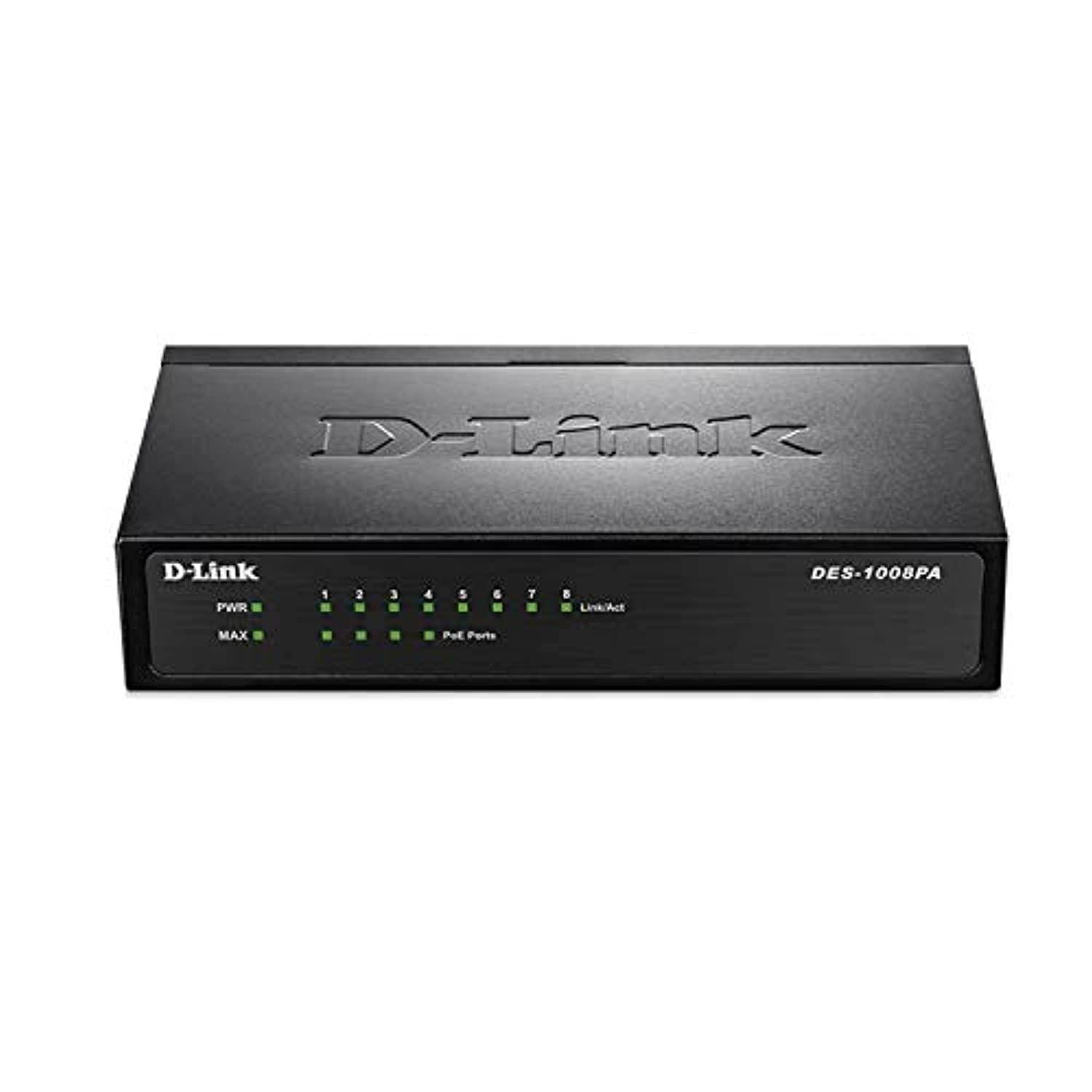 D-Link 8 Port 10/100 Unmanaged Desktop Switch with four PoE Ports (DES-1008PA)