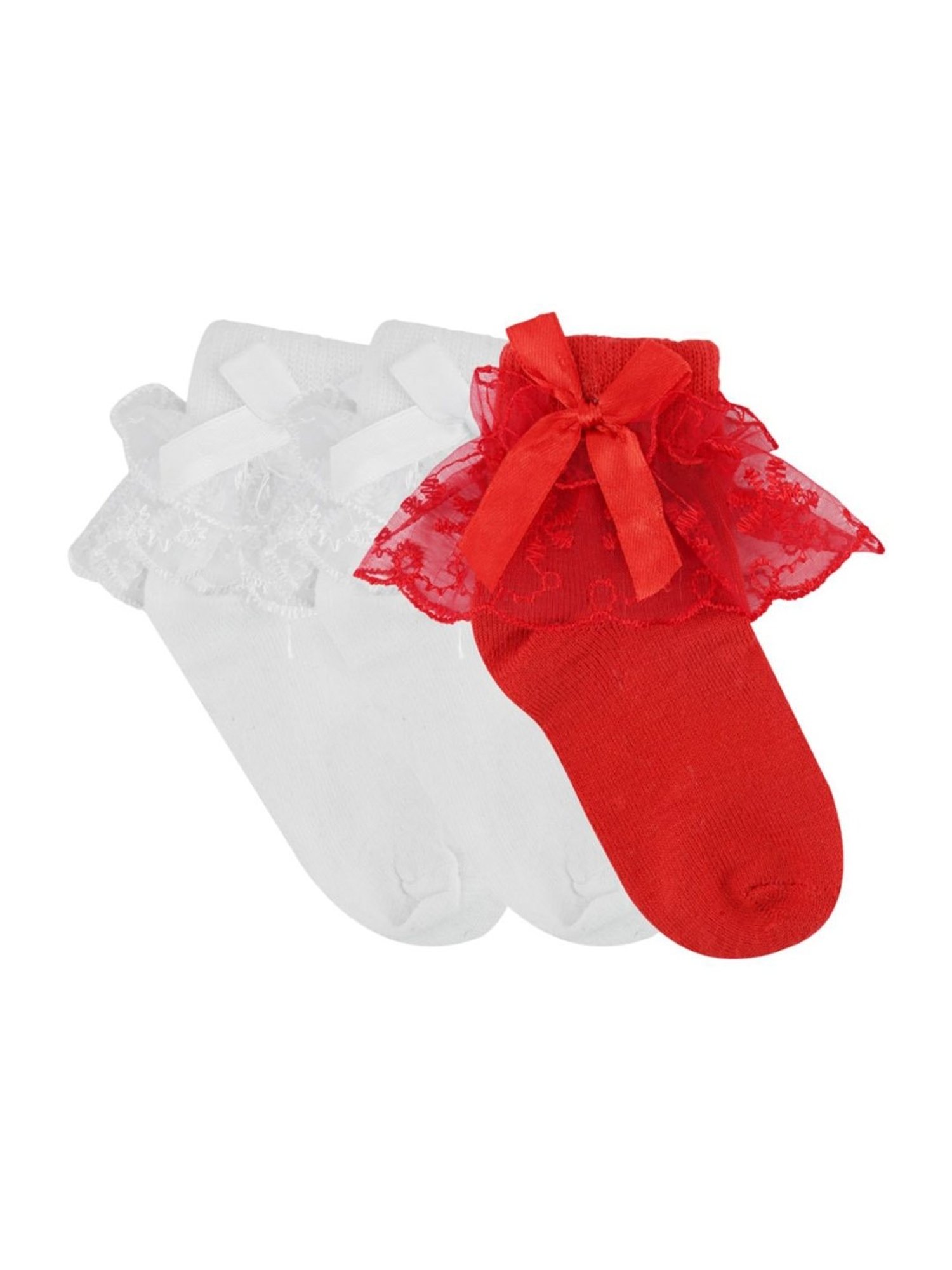 NEXT2SKIN Kids White & Red Regular Fit Socks (Pack of 3)