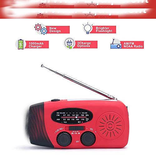 Upgraded Version  IS088+ 1000mAh Solar Hand Crank Radio AMFMNOAAWB Weather Emergency Radio Dynamo LED Flashlight Power Bank for iPhoneAndroid Smart Phone Red