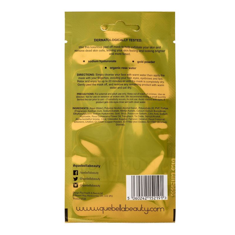 Que Bella Professional Plumping Gold Peel Off Face Mask - 0.35oz