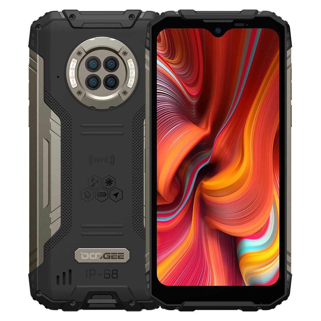DOOGEE S96 Pro Global Bands IP68&IPIP69K 8GB 128GB Helio G90 NFC Android 10 6350mAh 6.22 inch 48MP Round Quad Camera 20MP Infrared Night Vision 4G Smartphone Black