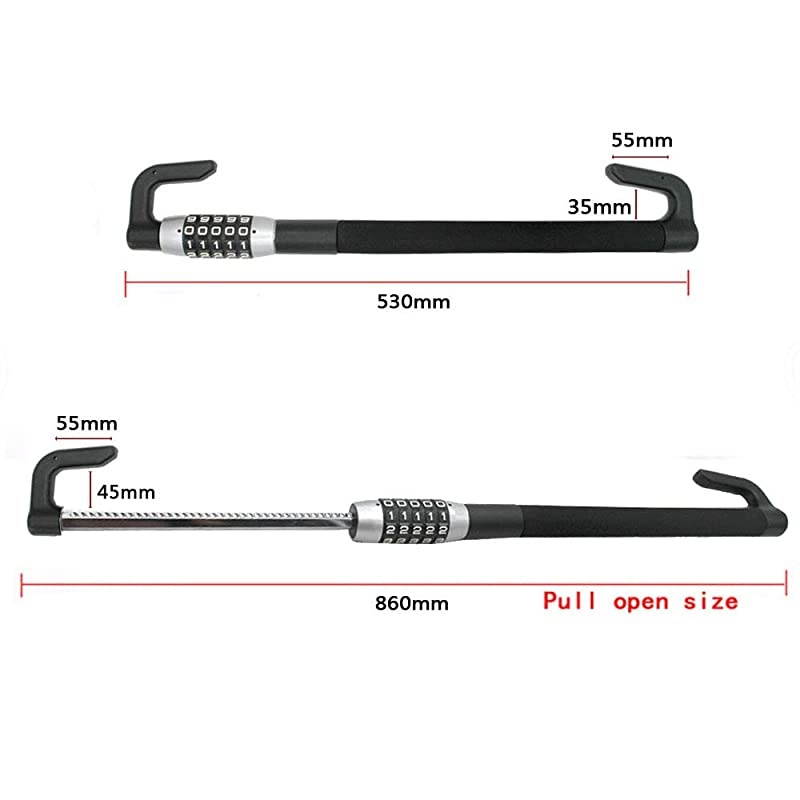 Car Steering Wheel airbag Lock Safe Rotary Lock Comfortable and Durable Universal SUV car Van Truck Heavy Truck Lock Double Hook Retractable AntiTheft Lock Device 5Digit Password Black