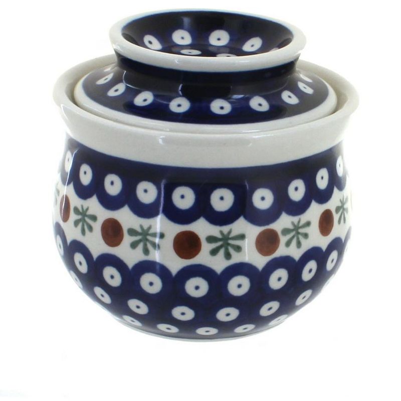 Blue Rose Polish Pottery Nature French Butter Dish