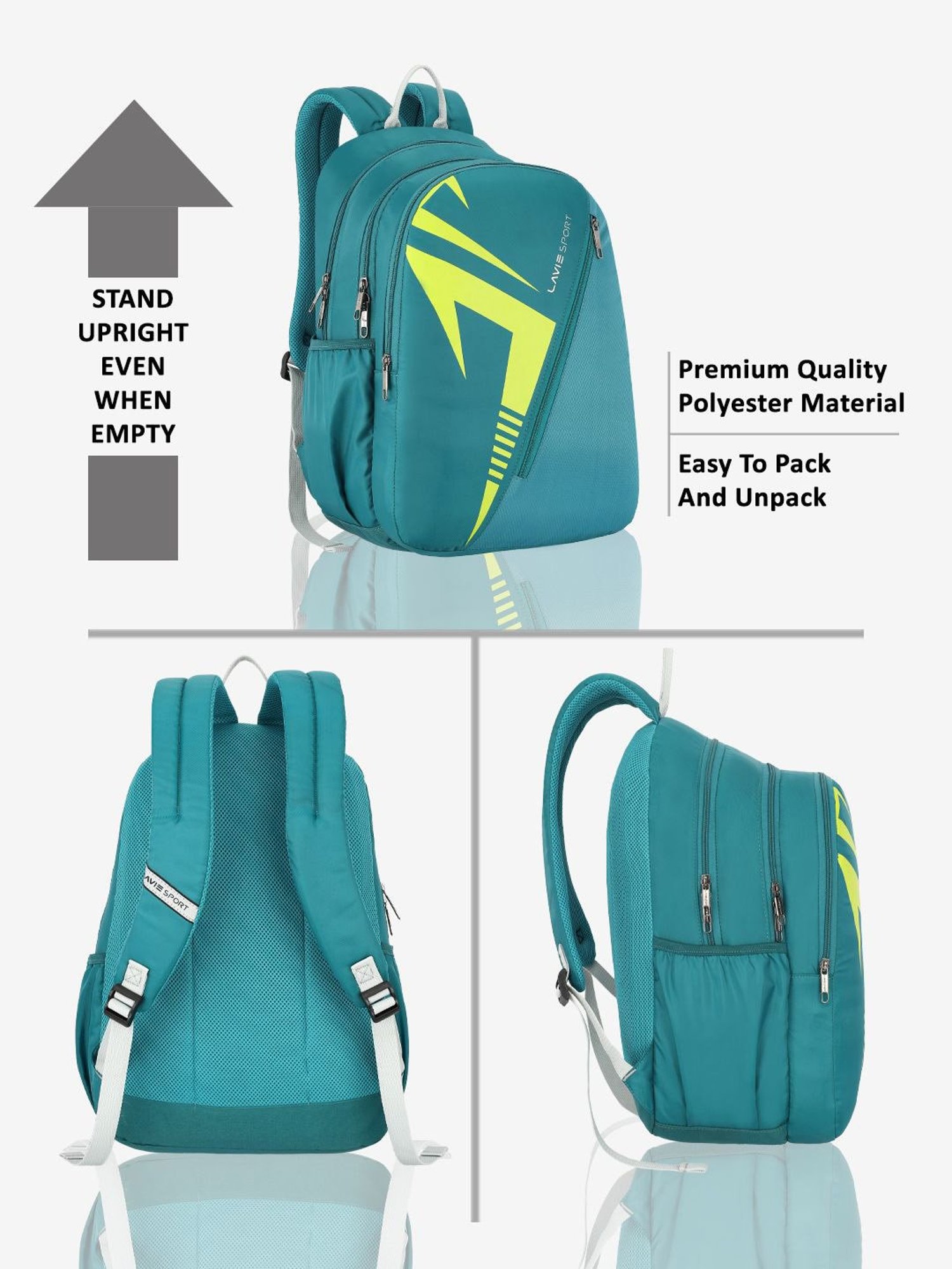 Lavie Sport Tribal 37L College Bag For Boys & Girls|Backpack For Men & Women (Teal)