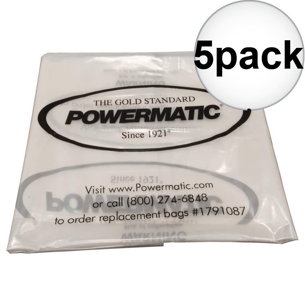 Powermatic 1791087 5pk 20" Clear Plastic Collection Bags 2x 2-Pack