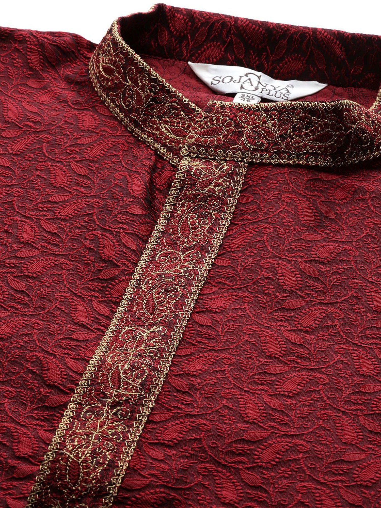 Sojanya Maroon Pure Cotton Regular fit Embroidery Kurta Set