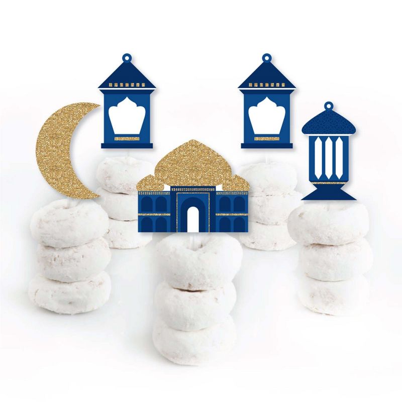 Big Dot of Happiness Ramadan - Dessert Cupcake Toppers - Eid Mubarak Clear Treat Picks - Set of 24