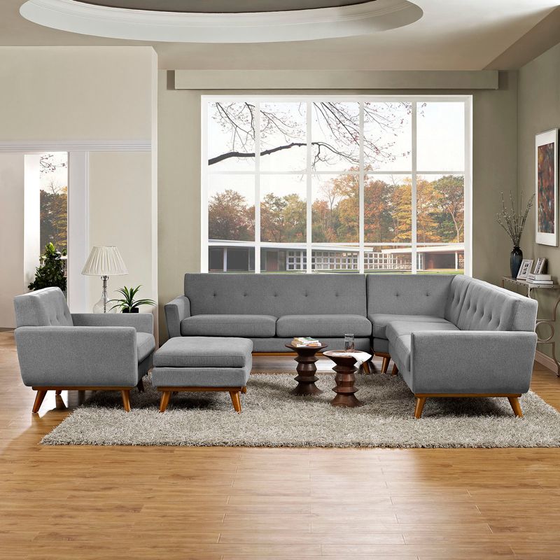 5pc French Seamed Sectional Mona Abstract Gray - Project 62™