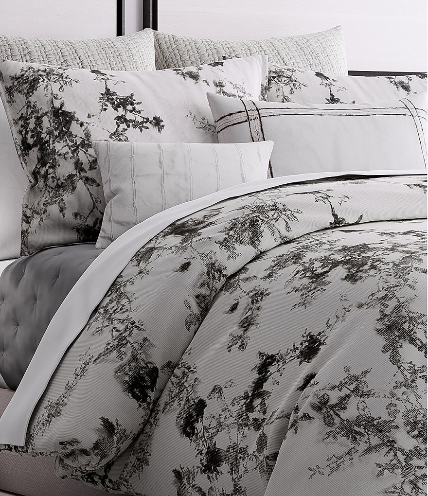 Vera Wang Charcoal Vines Mohair Plaid Breakfast Pillow