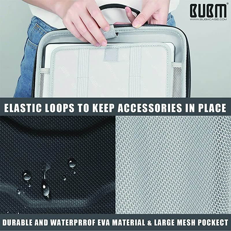 Electronics Organizer Bag,Double-Layer Convenient Travel Cable Storage Bag for IPad, Mobile Phone, Charger, USB Cable, SD Card, U Disk, Power Bank, Earphone(13 Feet Cable Management Belt)