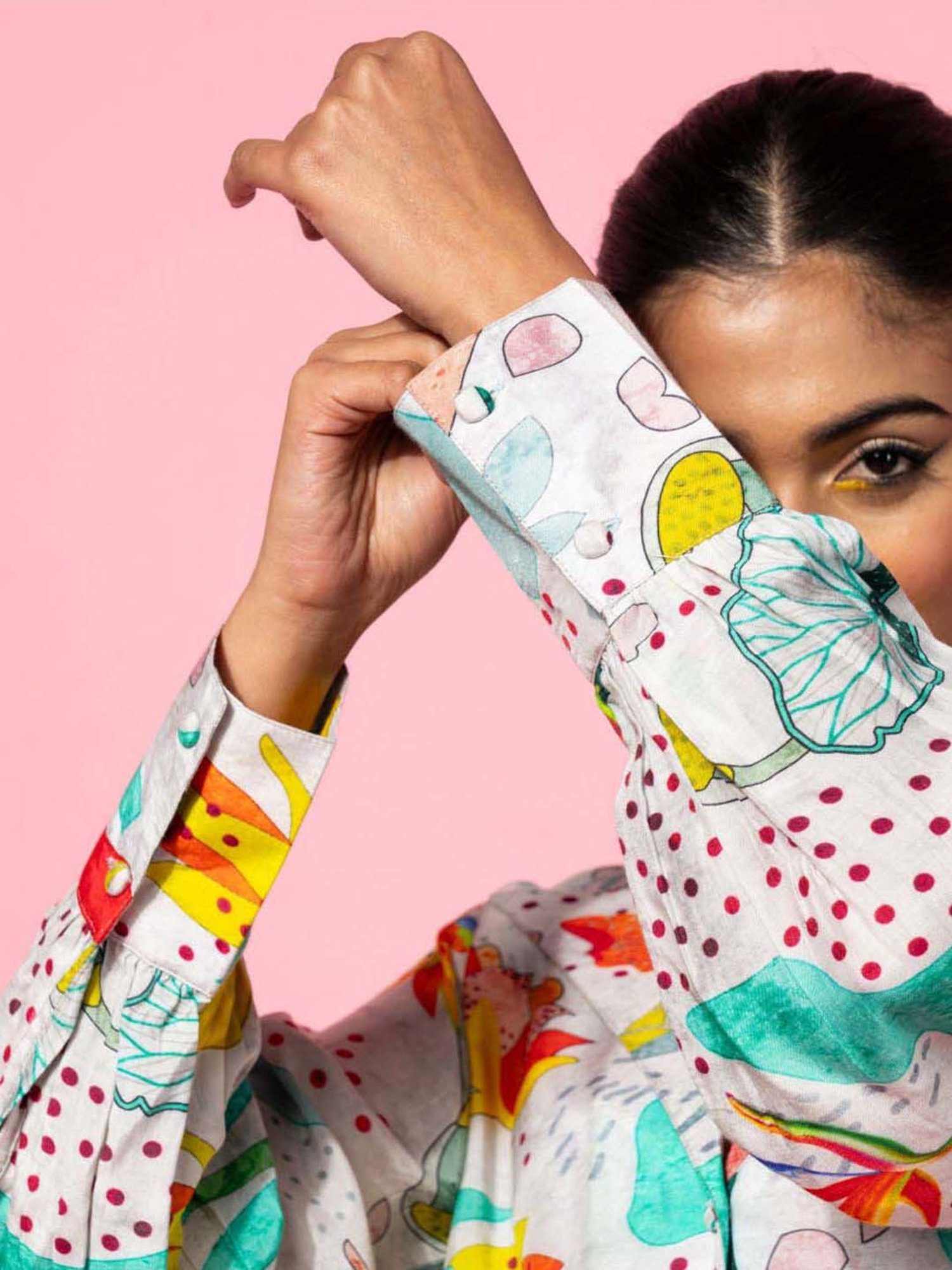 Libas Grey Printed Silk Blend Co-Ords