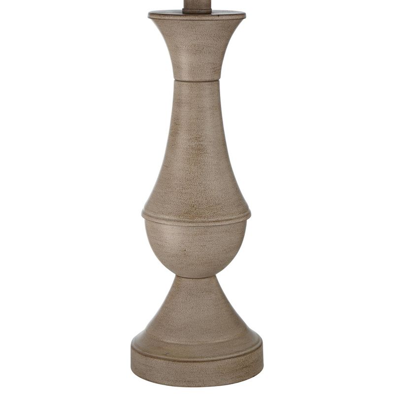 Possini Euro Design Industrial Table Lamp Oil Rubbed Bronze Clear Glass Burlap Tapered Drum Shade for Living Room Bedroom Bedside