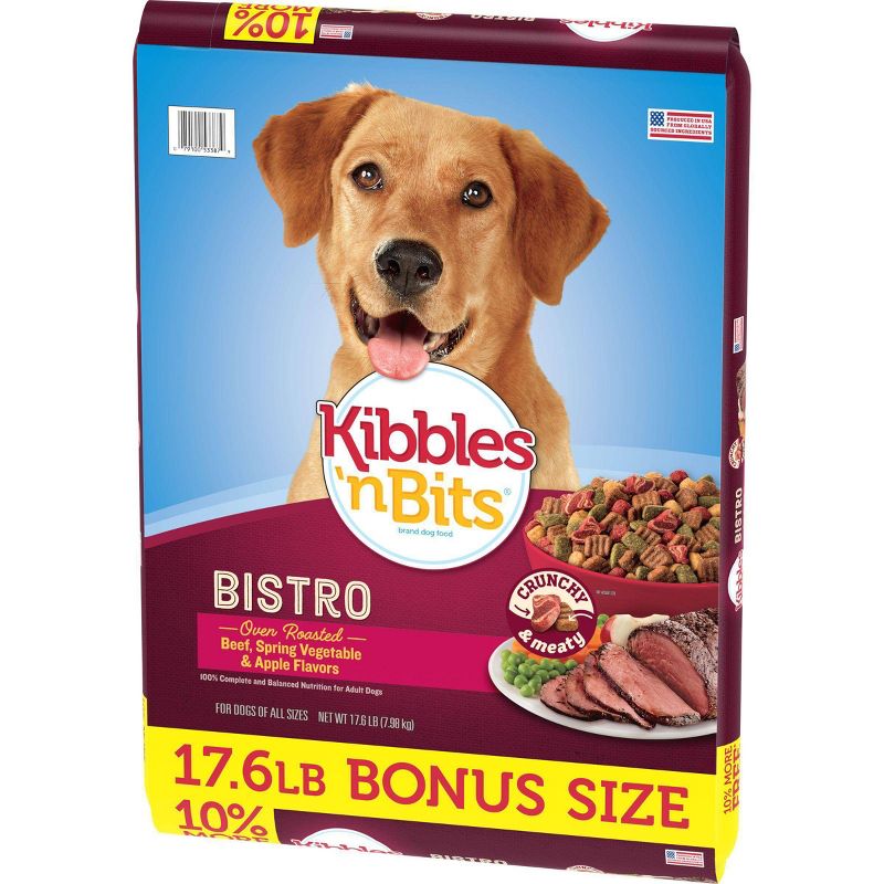 Kibbles 'n Bits Bistro Beef, Spring Vegetable & Apple Flavors Adult Complete & Balanced Dry Dog Food - 17.6lbs
