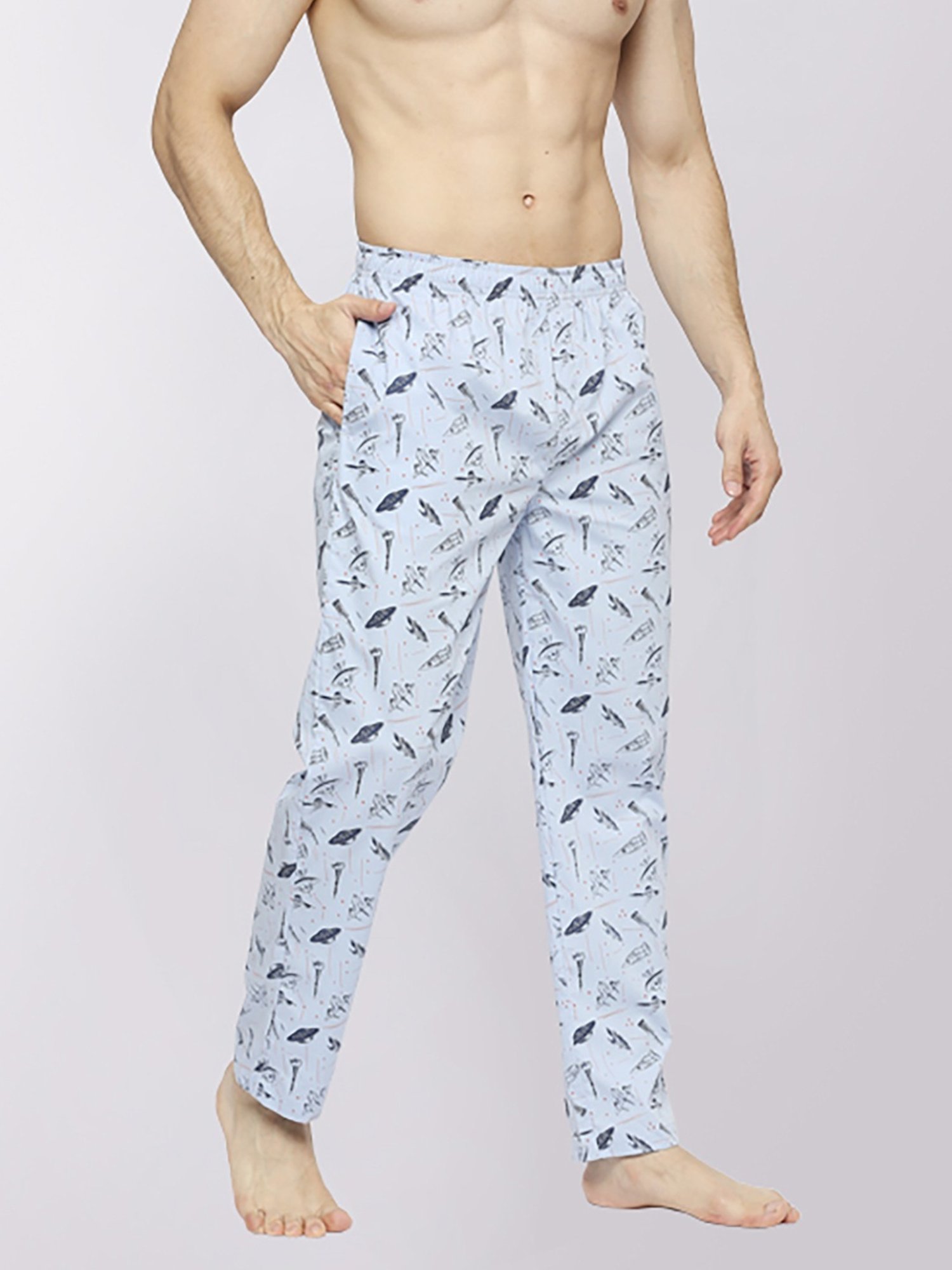 Frenchie Sky Blue Cotton Skinny Fit Printed Nightwear Pyjamas