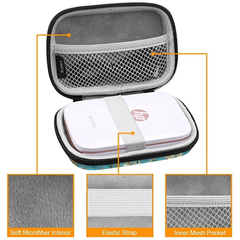 Carrying Case Compatible with HP Sprocket Photo Printer - Hard EVA Shockproof Storage Portable Travel Bag w/Inner Pocket, Removable Strap and Metal Hook (Blossom)