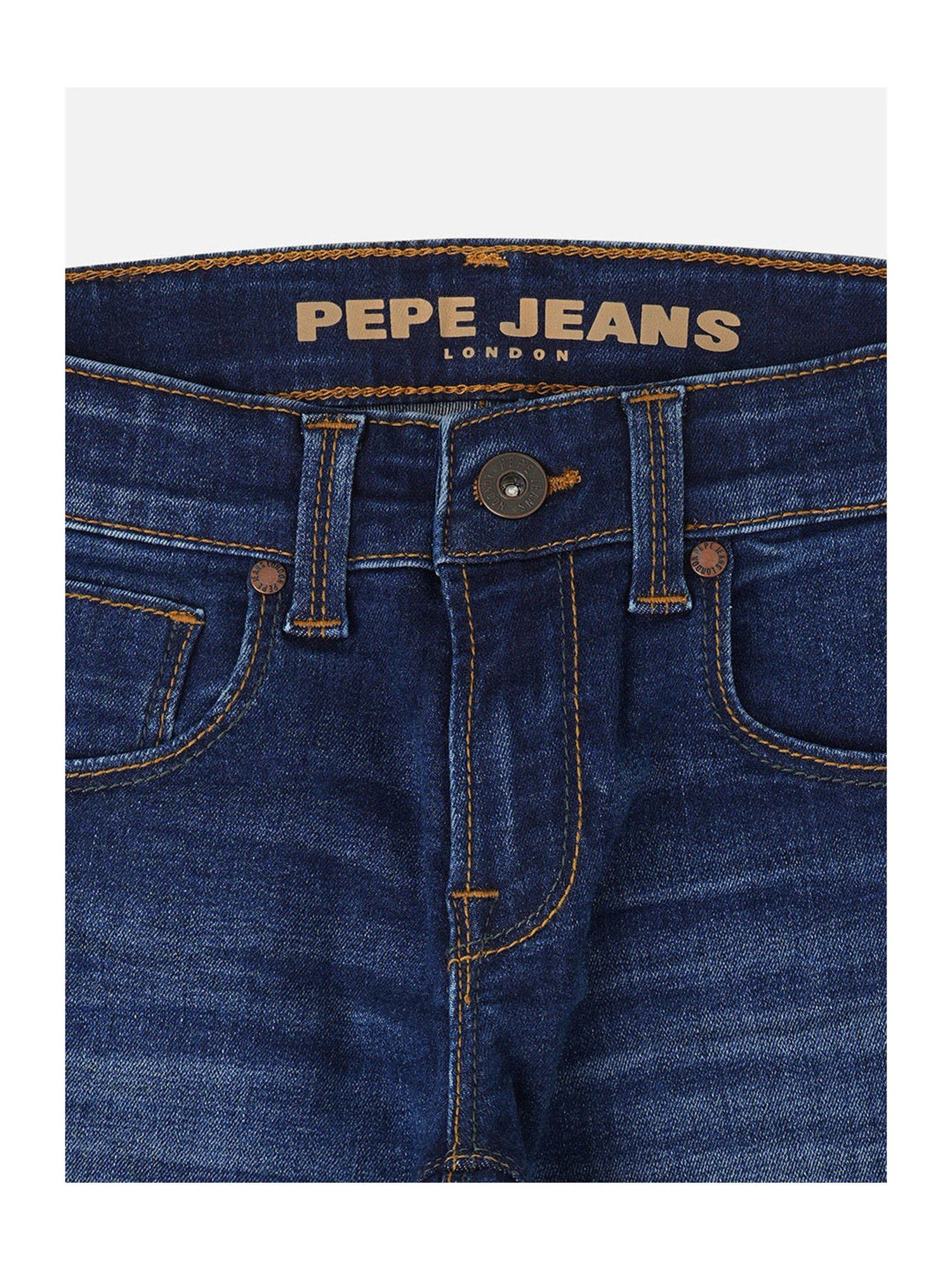 Pepe Jeans Boys Dark Blue Solid Jeans