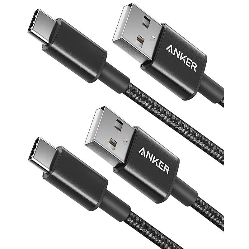 USB C Cable  2Pack 6 ft Type C Charger Premium Nylon USB Cable USB A to Type C Charging Cable Fast Charge for Samsung Galaxy S10 S10+ Note 8 LG V20 and Other USB C Charger Black