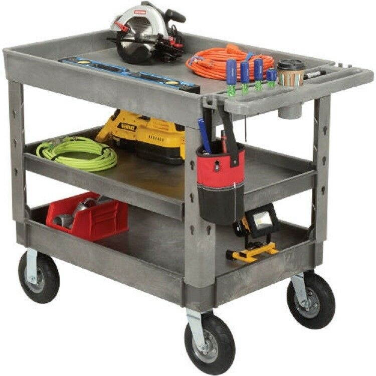 NEW! 3 Tray Shelf Service & Utility Cart, 44&rdquo; x 25-1/2&rdquo;, 8" Pneumatic whls!!