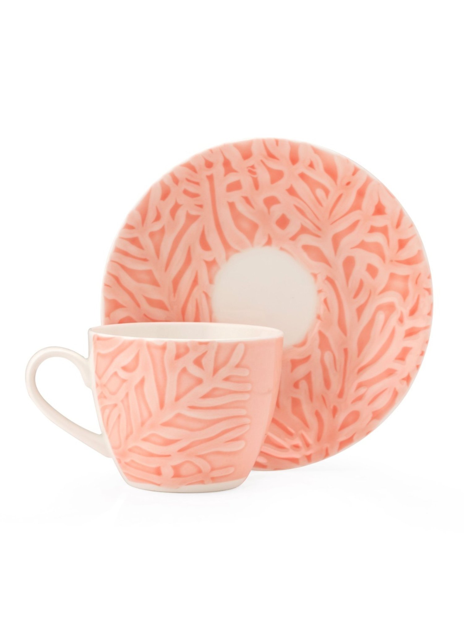 JCPL Fine Printed Pink Ceramic Cup & Saucer 180 ml - Set of 12