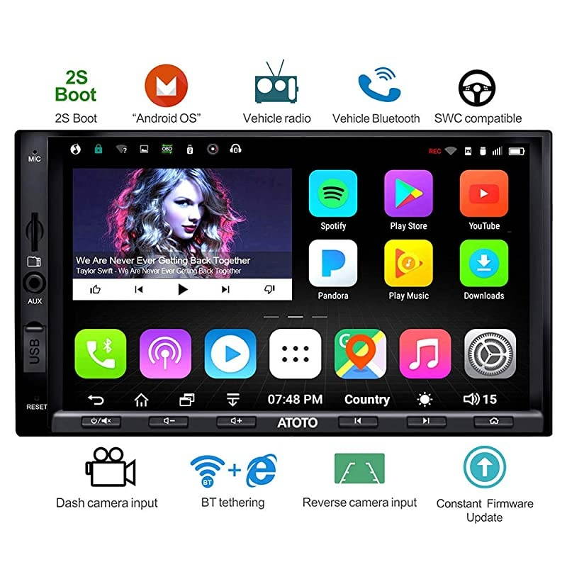 A6 Double Din Android Car Navigation Stereo with Dual Bluetooth - Standard A6Y2710SB 1G/16G Car Entertainment Multimedia Radio,WiFi/BT Tethering Internet,Support 256G SD &More