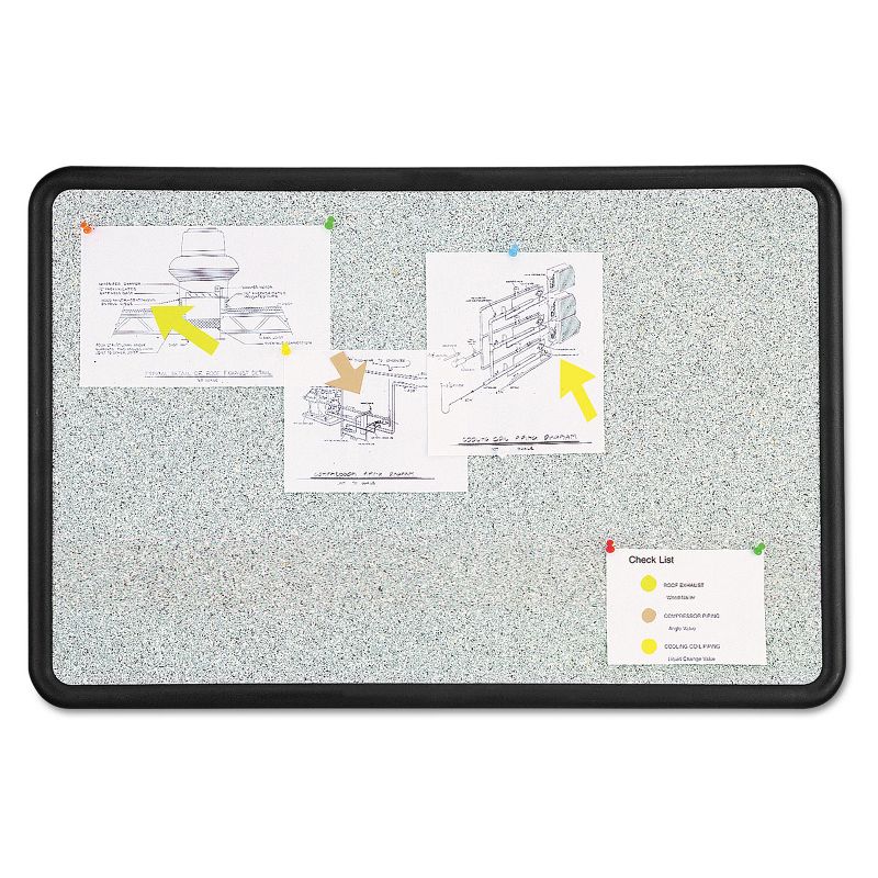 Quartet Contour Granite Gray Tack Board 36 x 24 Black Frame 699370