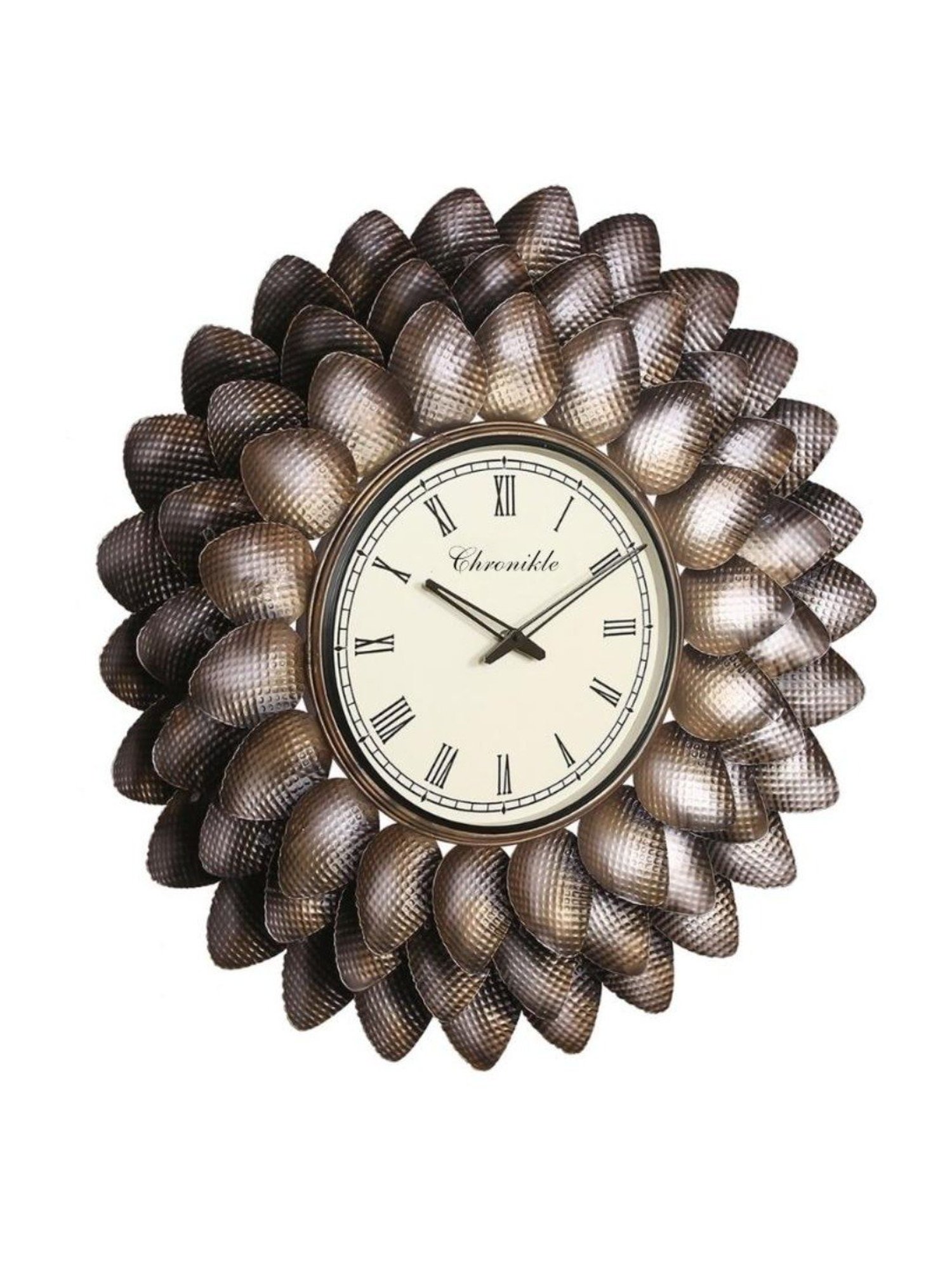 CHRONIKLE Sun Burst Style Black and Golden Iron Roman Number Analog Wall Clock