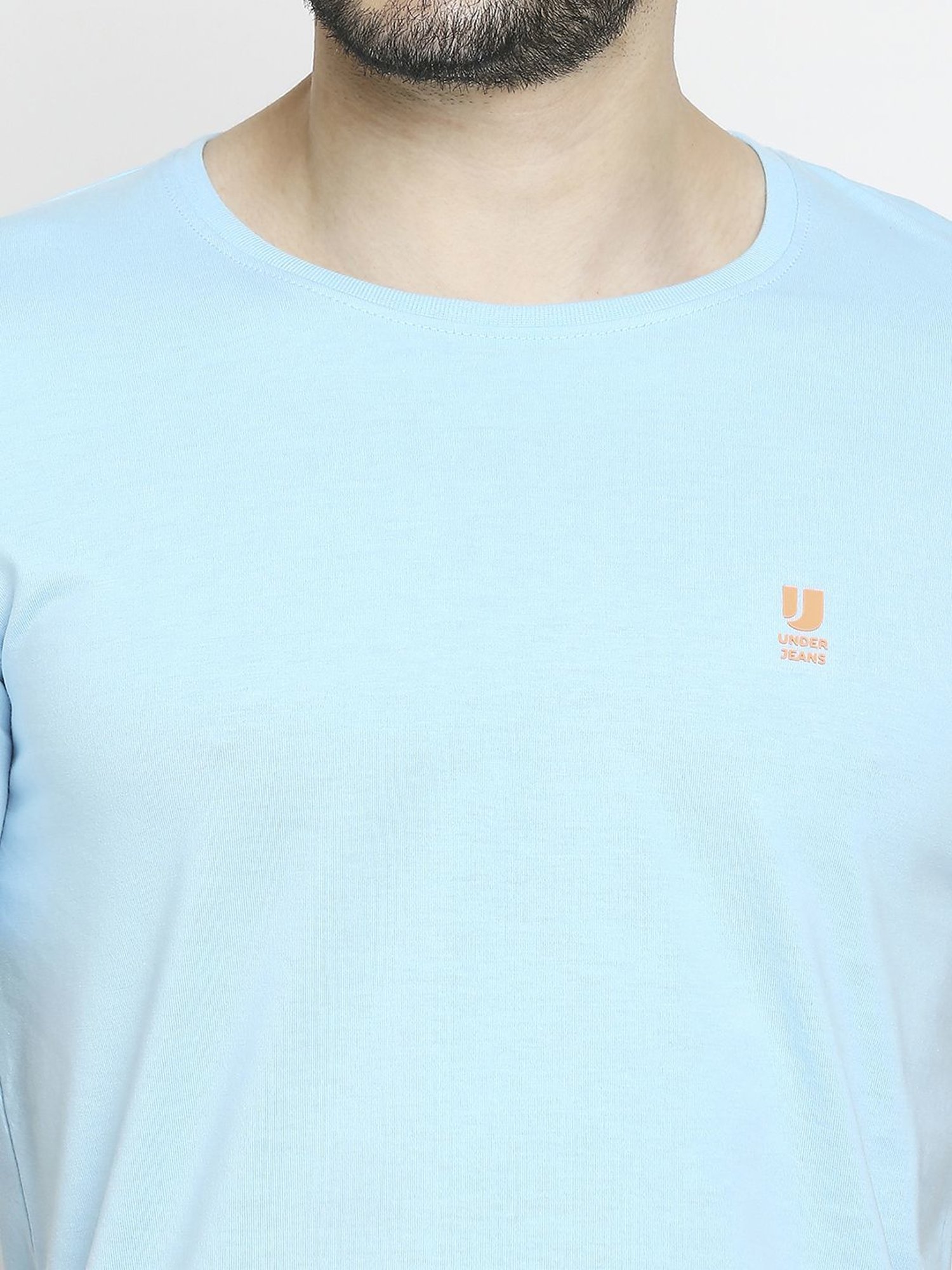 UnderJeans by Spykar Black & Blue Regular Fit T-Shirt