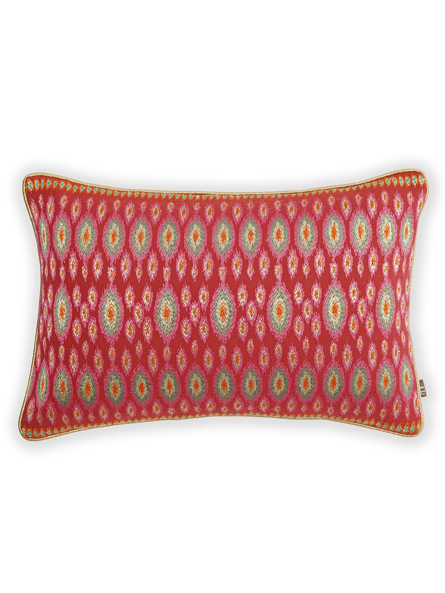 Pure Home and Living Pink Cotton Embroidery Cushion Cover