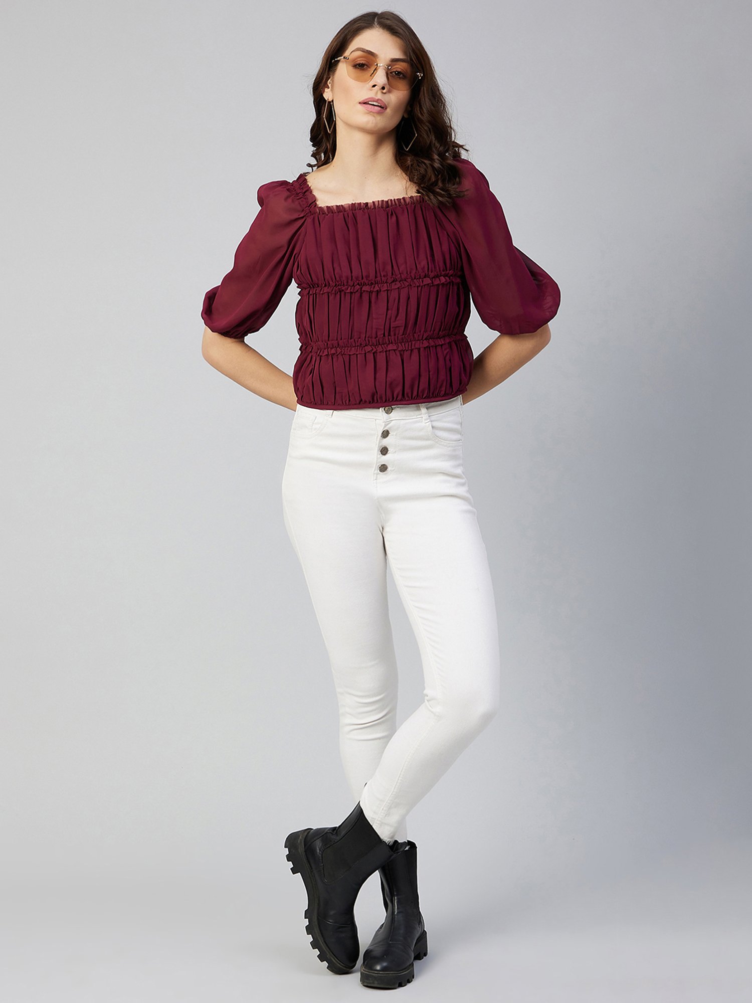 Marie Claire Maroon Top