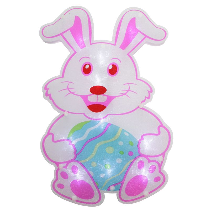 Northlight 13.75"Lighted White and Pink Battery Operated LED Easter Bunny Window Silhouette Decoration
