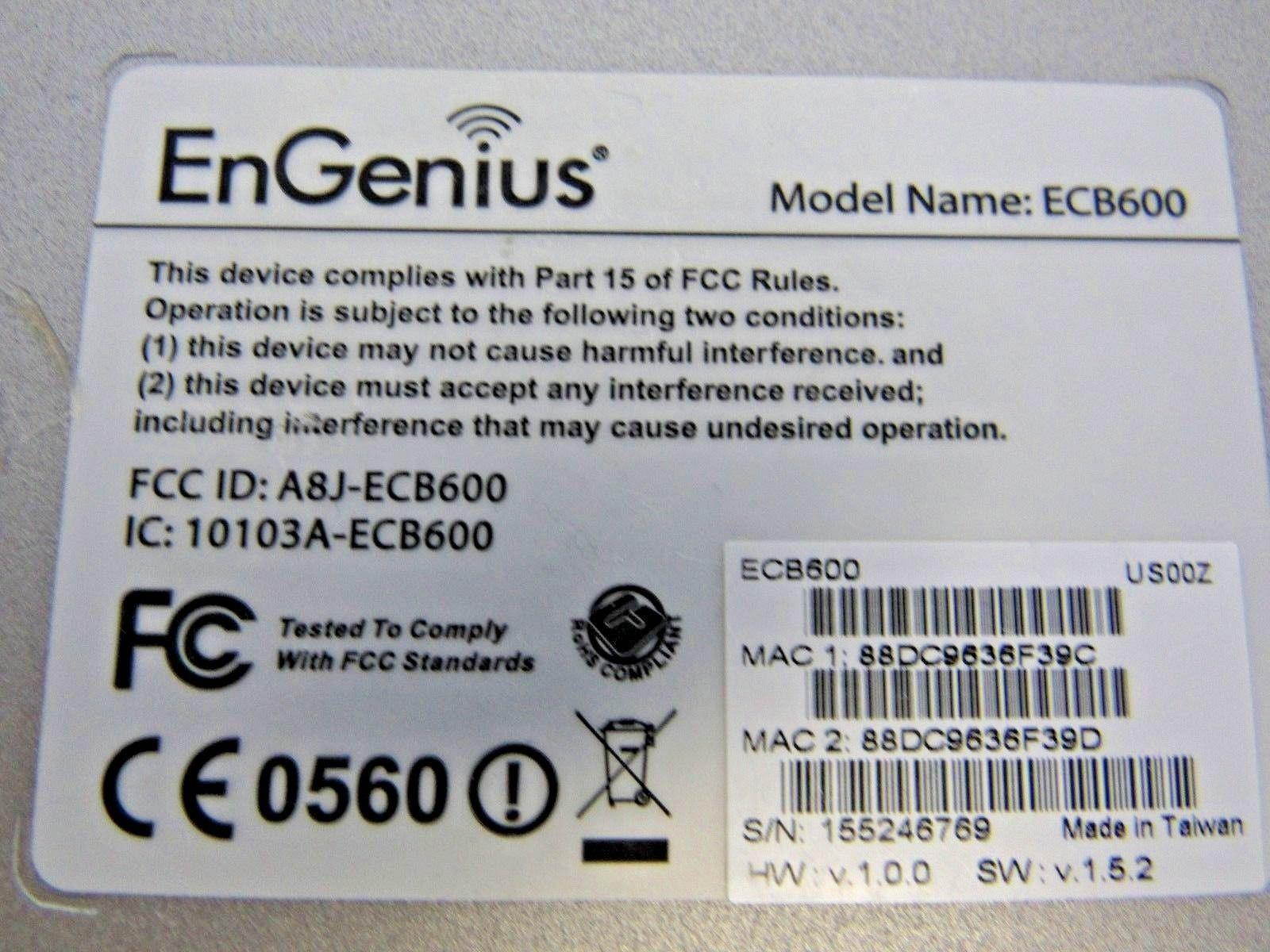 EnGenius ECB600 Indoor Wireless PoE Access Point/Client Bridge Dual-Band WW3