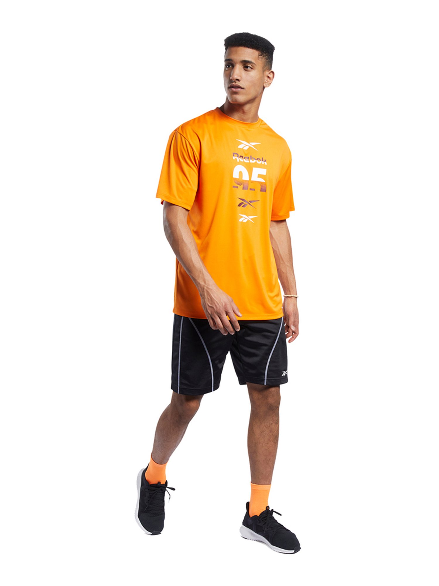 Reebok Orange Relaxed Fit Printed T-Shirt