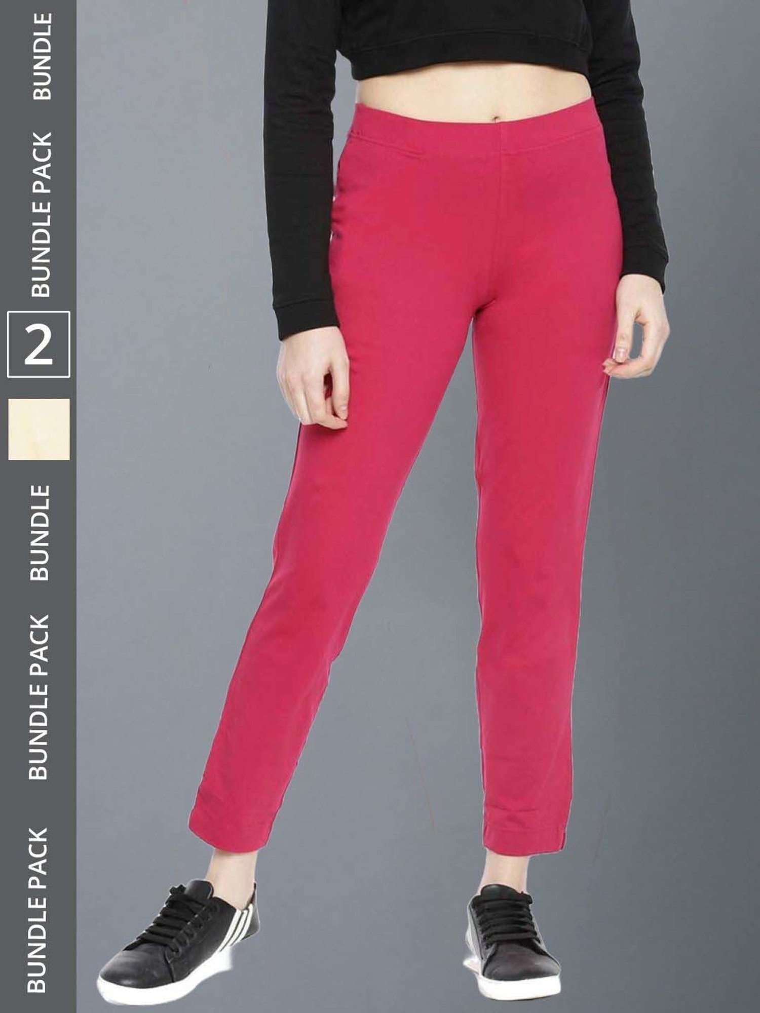 Dollar Missy Pink & Skin Cotton Pants - Pack of 2