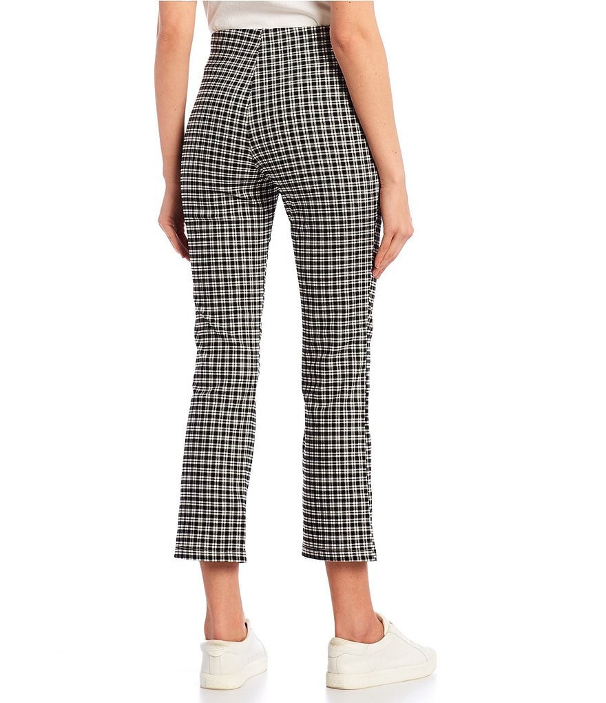 Originality Mid Rise Plaid Kick Flare Cropped Pants