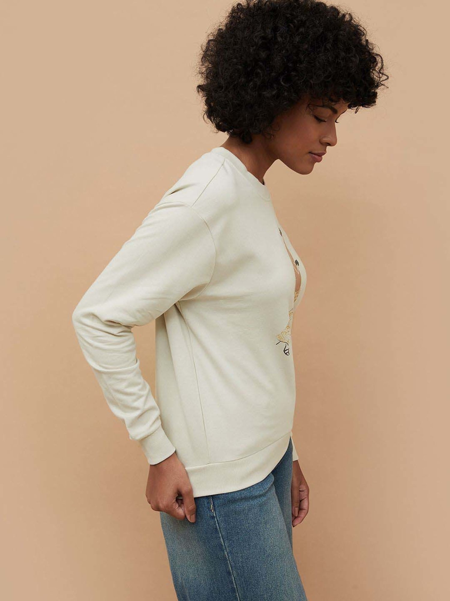 Fame Forever by Lifestyle Beige Cotton Printed Sweatshirt