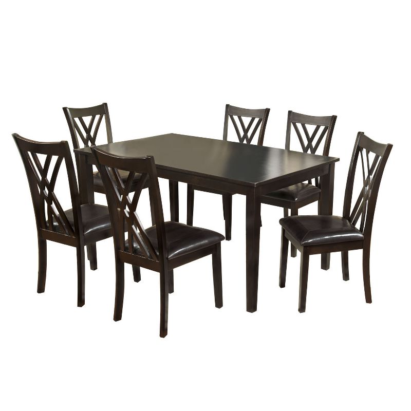 7pc Cainbridge Crisscrossed Back Chair & Dining Table Set Espresso - HOMES: Inside + Out