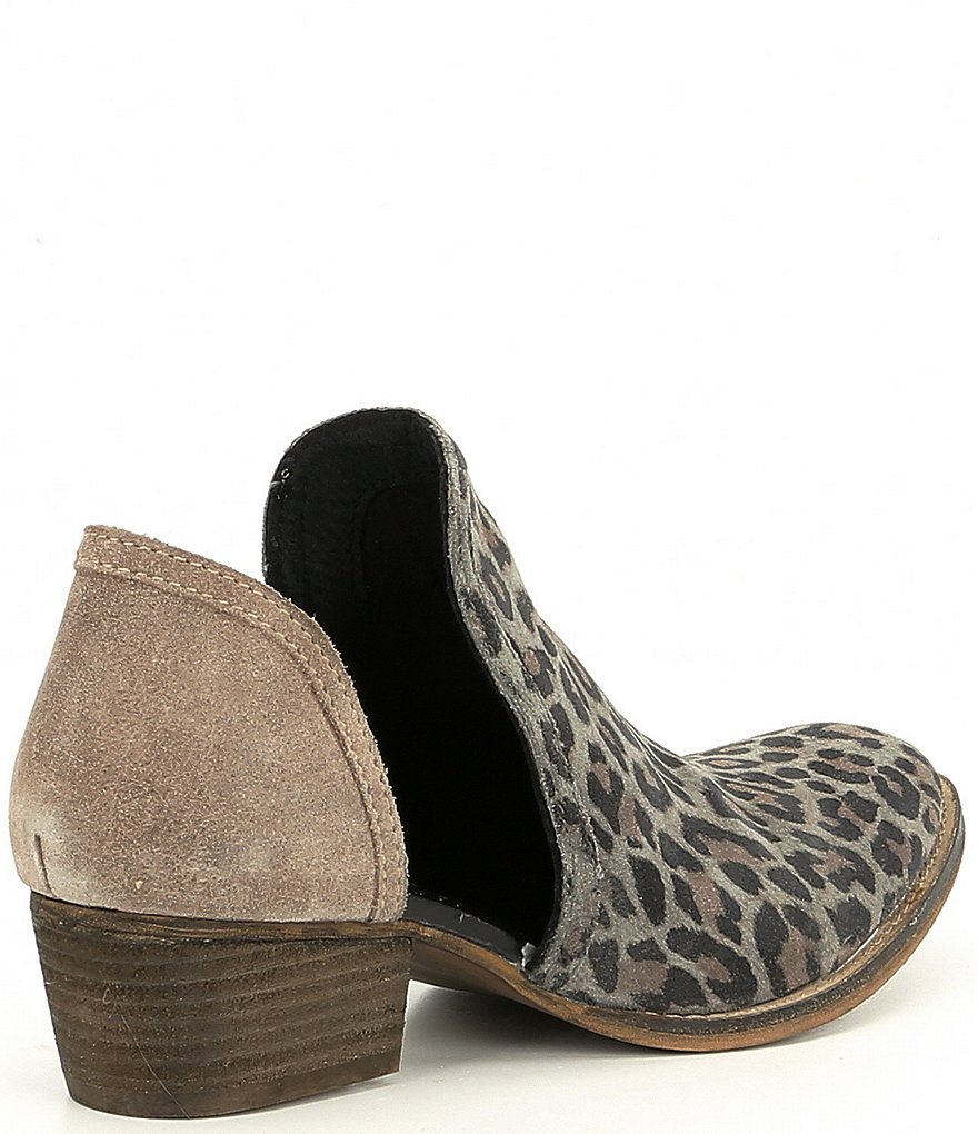 Diba True Shy Town Leopard-Print Suede Two-Piece Block Heel Booties