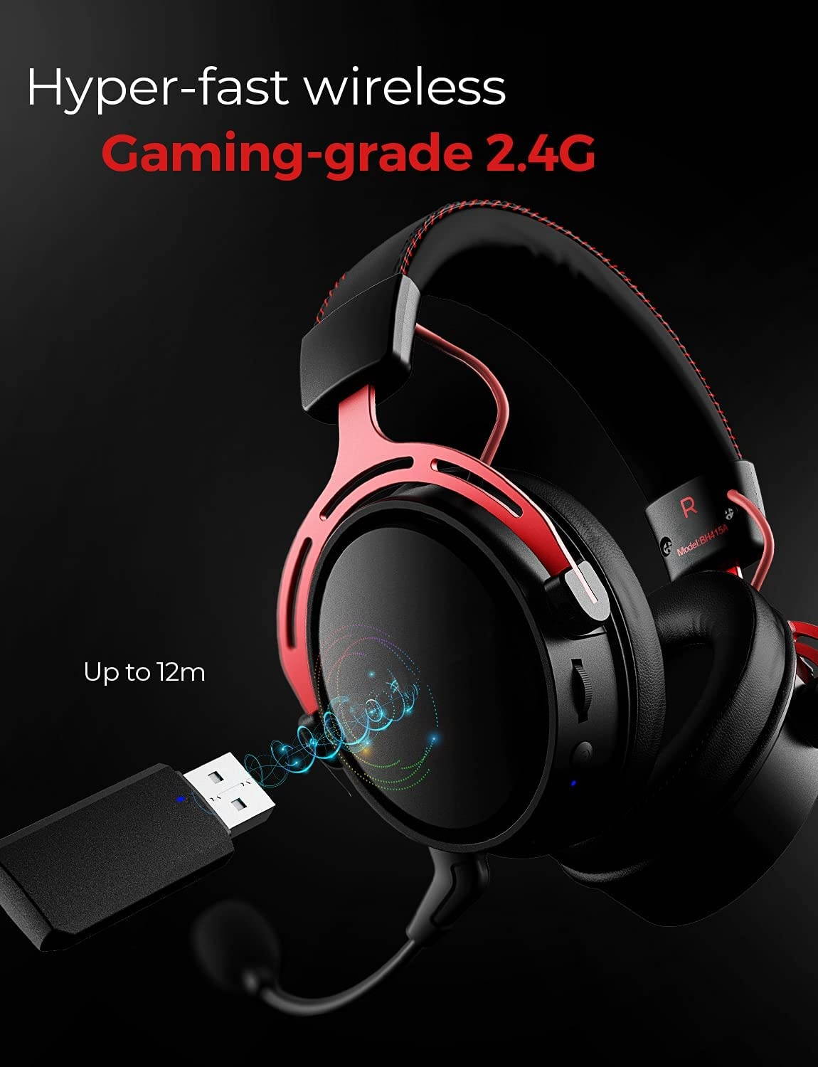 Wireless Gaming Headset for PS5/PS4/PC Computer Headset with Dual Chamber Driver, Up to 17 Hours of Use, Noise Cancelling Mic, 3D Bass, Ultra Light Over-Ear Gaming Headphones for Switch