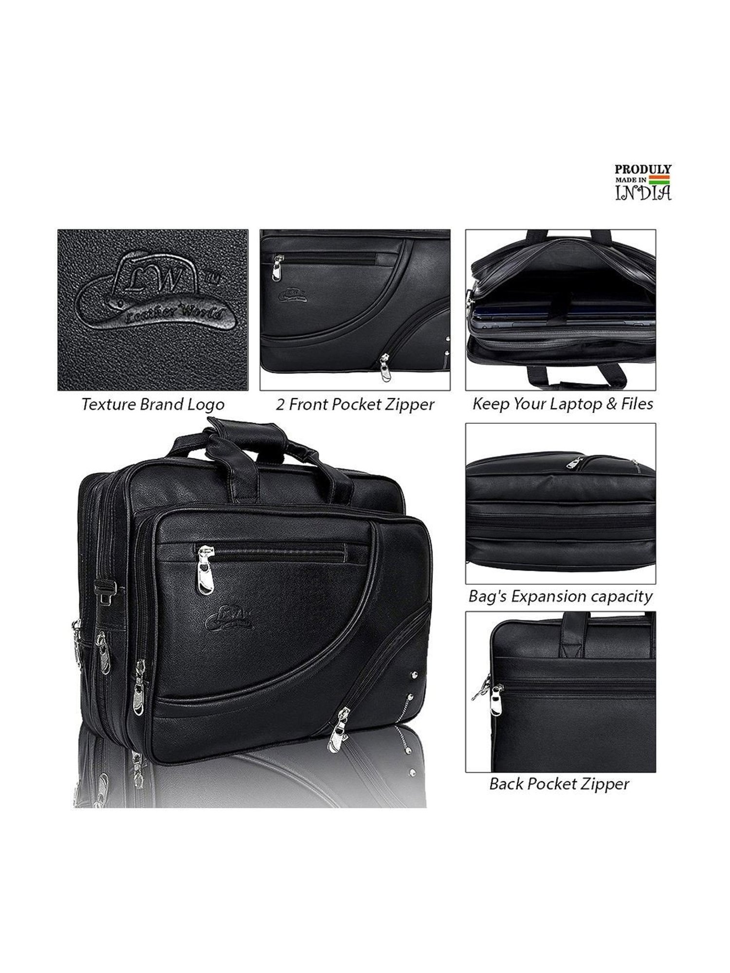 Priority Black Synthetic Large Messenger Bag
