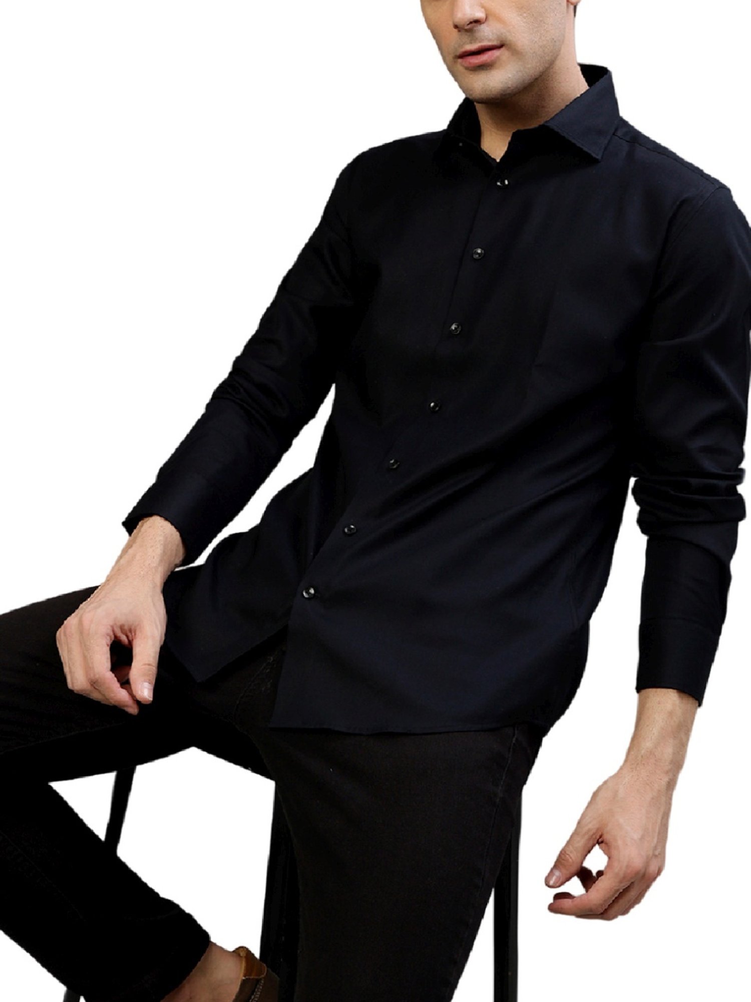 Bruun & Stengade Black Cotton Slim Fit Shirt