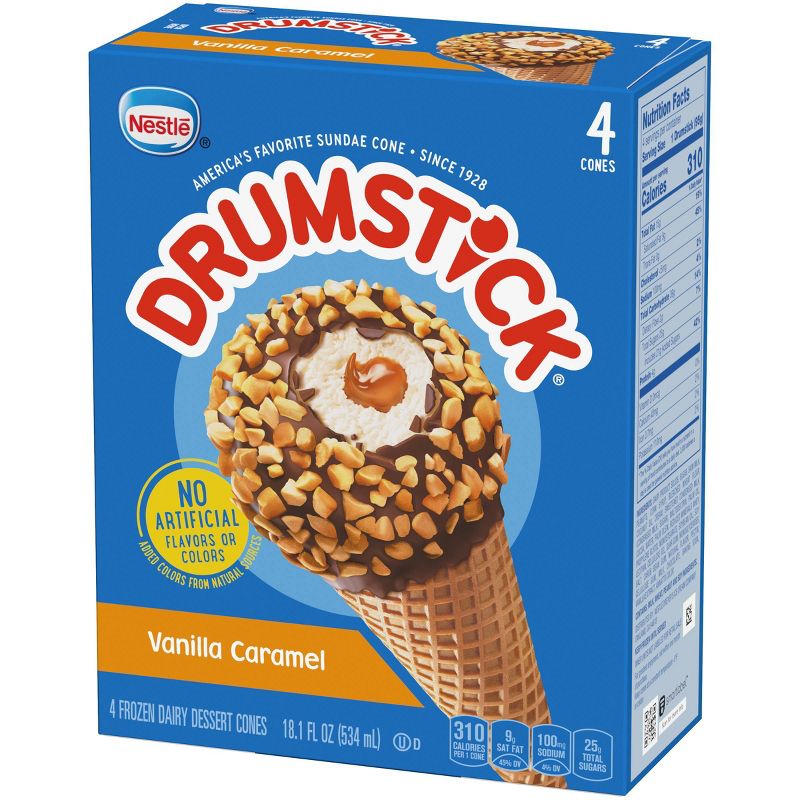 Nestle Vanilla Caramel Drumstick Ice Cream Cone - 4pk